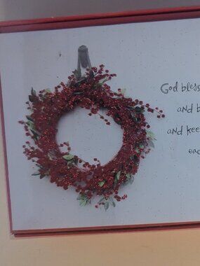 NWT 16 Red Wreath American Greetings Christmas Cards Sealed Christian Holiday